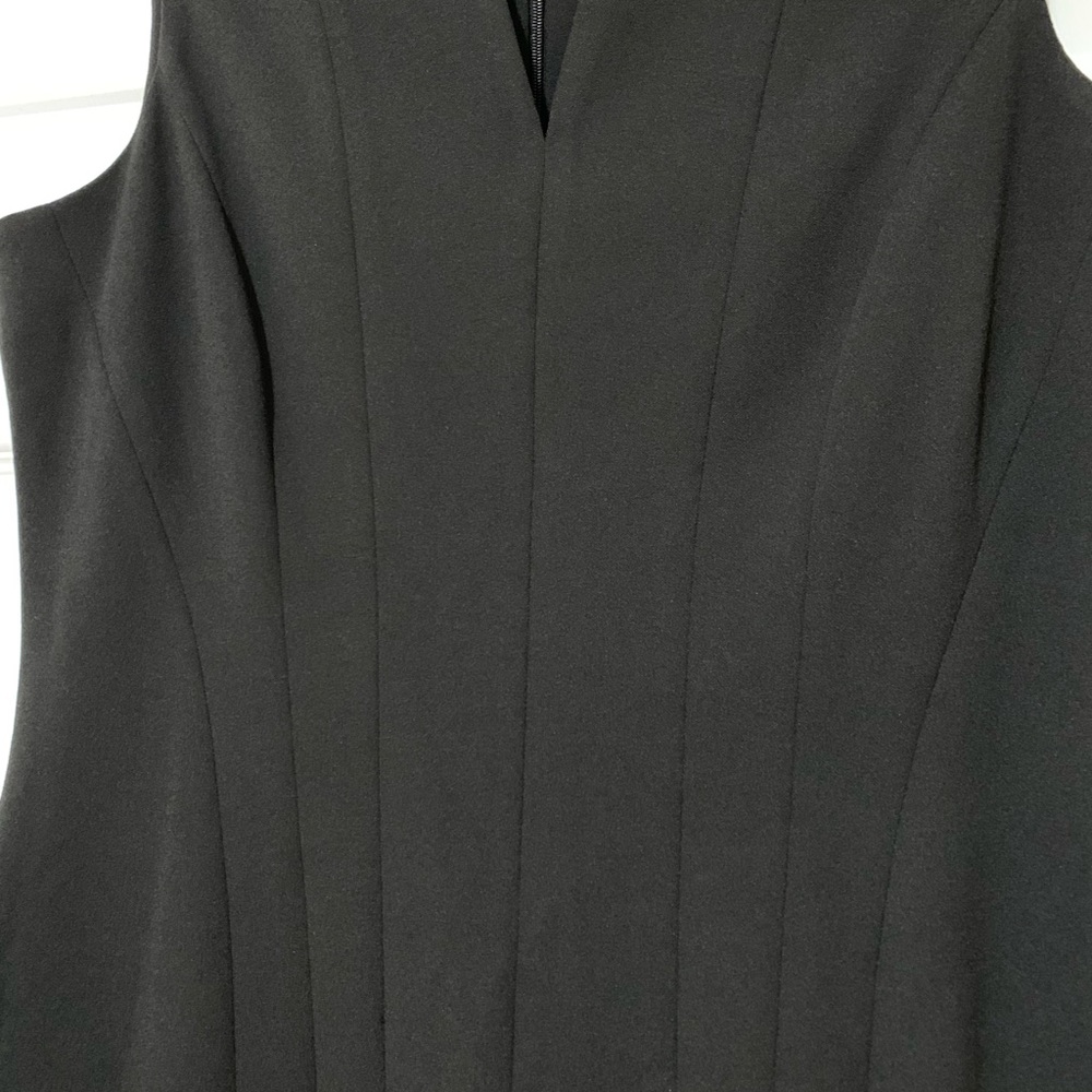 Calvin Klein Minimalist Sleek Black Sleeveless Midi Sheath Dress